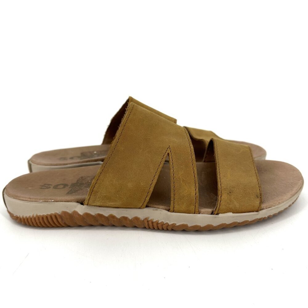 Sorel Tan Slide Sandals with Cutout Straps - Picture 5 of 16